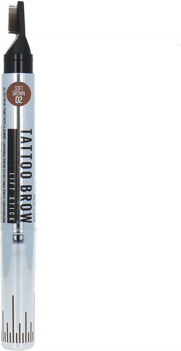 Maybelline New York - Tattoo Brow Lift Stick 02 Soft Brown - Bruin Wenkbrauwpotlood Met Stylingborstel 3 Maybelline New York - Tattoo Brow Lift Stick 02 Soft Brown - Bruin Wenkbrauwpotlood Met Stylingborstel