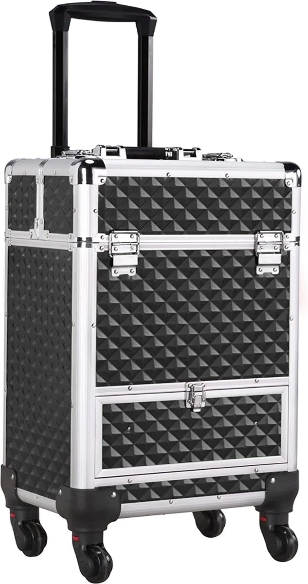 Monkey's Aluminium Kapperskoffer - Zwart - Beauty Case - Cosmeticakoffer - Make-upkoffer - Trolley - 360 Graden Wielen - 34 X 24 X 55.5 Cm 3 Monkey's Aluminium Kapperskoffer - Zwart - Beauty Case - Cosmeticakoffer - Make-upkoffer - Trolley - 360 Graden Wielen - 34 X 24 X 55.5 Cm