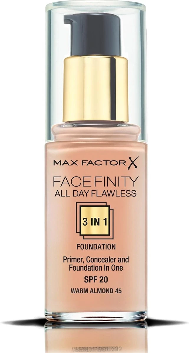 Max Factor Facefinity All Day Flawless 3-in-1 Liquid Foundation - 045 Almond 12 Max Factor Facefinity All Day Flawless 3-in-1 Liquid Foundation - 045 Almond - Afbeelding 10