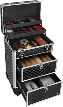 Songmics Kapperskoffer - Cosmetica Trolley - Cosmetica Koffer - Make-up Koffer - Visagie Koffer - Make Up Trolley - Op Wielen - Zwart 15 Songmics Kapperskoffer - Cosmetica Trolley - Cosmetica Koffer - Make-up Koffer - Visagie Koffer - Make Up Trolley - Op Wielen - Zwart -Mode-Cosmetica Winkel 709x1200 3
