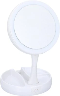Grundig Opmaakspiegel - LED-verlichting - Opbergruimte Sieraden - Gewone En Vergrotende Spiegel - Wit -Mode-Cosmetica Winkel 748x1200 3