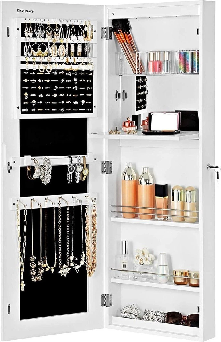 Nancy's Make-up Organizer – Sieraden & Spiegelkast – Spiegelkast, Deur & Wandhouder Met Binnenspiegel – Make-up Opbergen 3 Nancy's Make-up Organizer – Sieraden & Spiegelkast – Spiegelkast, Deur & Wandhouder Met Binnenspiegel – Make-up Opbergen
