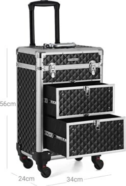 Songmics Kapperskoffer - Cosmetica Trolley - Cosmetica Koffer - Make-up Koffer - Visagie Koffer - Make Up Trolley - Op Wielen - Zwart 13 Songmics Kapperskoffer - Cosmetica Trolley - Cosmetica Koffer - Make-up Koffer - Visagie Koffer - Make Up Trolley - Op Wielen - Zwart -Mode-Cosmetica Winkel 814x1200 2