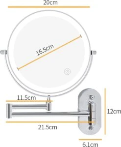 360° Draaibaar LED Scheerspiegel Met 5X Vergroting - 3 Lichtstanden - Dimstanden - Badkamerspiegel Met Natuurlijk Licht - Make-up Spiegel - Draadloos - Werkt Op Batterijen -Mode-Cosmetica Winkel 990x1200